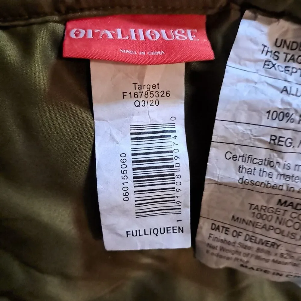 Opalhouse Green Moss Colored Crushed Velvet Full/Queen Bedding Comforter 70s MCM